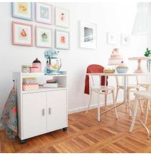 Mueble Auxiliar para Microondas – Acabado Blanco – 79,5 x 60 x 40 cm (alto x ancho x fondo)