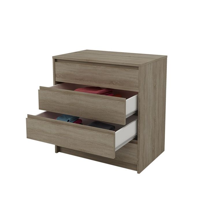 Cómoda Cajonera 4 cajones acabado en Color Roble. 74cm(alto) 70cm(ancho) 45cm(fondo)