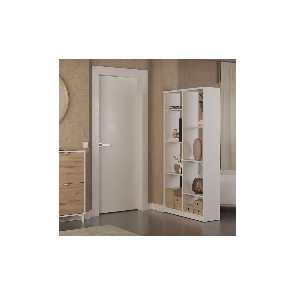 Estantería Alta Salón, Librería, Color Blanco, Medidas: 180 cm (Alto) x 85 cm (Ancho) x 28,5 cm (Fondo