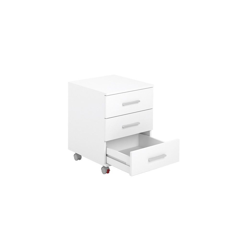 Cajoneras Para escritorio con ruedas 3 Cajones color blanco 58 x 45 x 44 Cm (alto x ancho x fondo)
