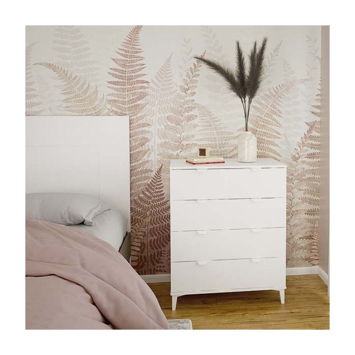 Cómoda con 4 Cajones, para Dormitorio, Acabado en Color Blanco, Medidas: 80 cm (Ancho) x 98 cm (Alto) x 48 cm (Fondo)