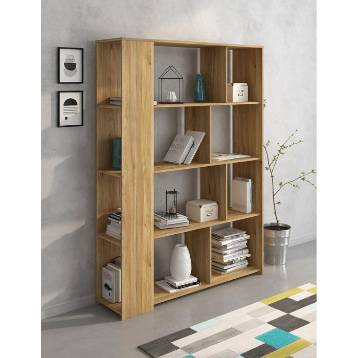 Estantería Decorativa, Librería, Separador Ambientes, Acabado en Color Mauvella, 176 cm (Al) x 129 cm (Anc) x 32,8 cm (Fon)