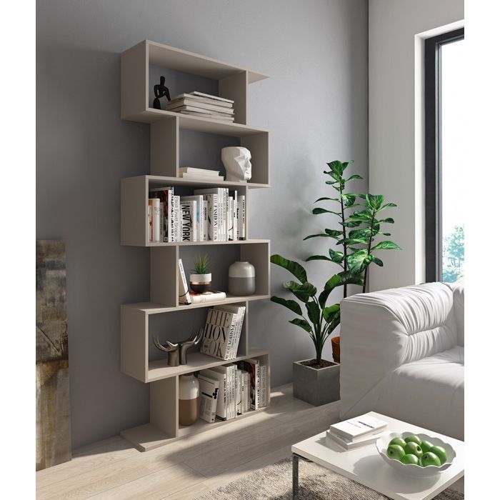 Meyvaser - Estantería Alta Salón, Libreria, Color Beige, Medidas: 191 cm (Alto) x 80 cm (Ancho) x 24,6 cm (Fondo
