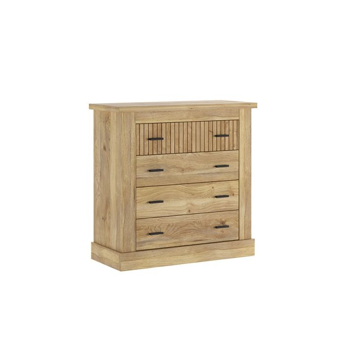Cómoda con 4 Cajones, Sinfonier, Práctica y Funcional, Color Madera, Medidas: 91,5 cm (An) x 90.8 cm (Al) x 39.6 cm (Fo)